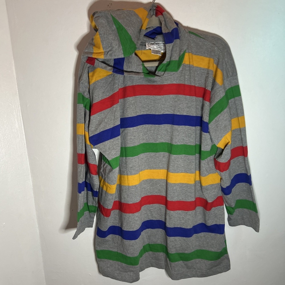Adrienne Vittadini Vintage colorful, stripe hoodie size large